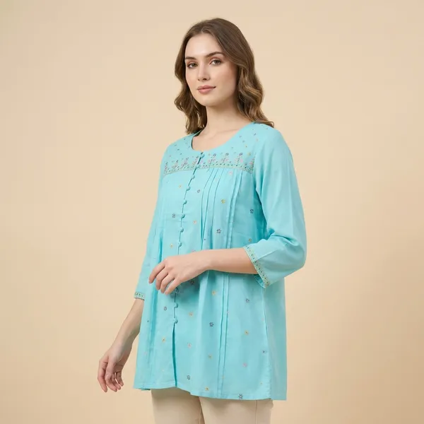 Aqua_Green_Mul_Cotton_Tunic_Top_For_Women