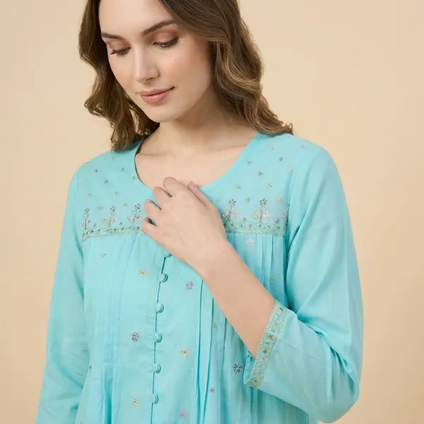 Aqua_Green_Mul_Cotton_Tunic_Top_For_Women