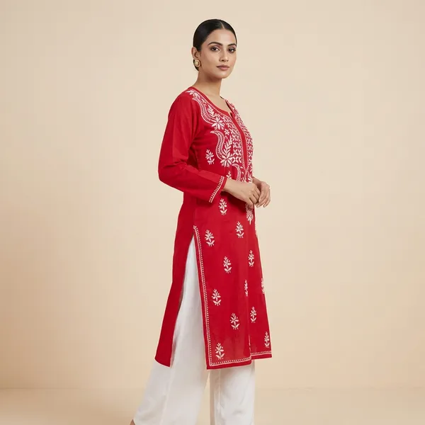 Red_Mul_Cotton_Chikankari_Top_For_Women