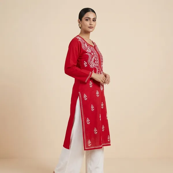 Red_Mul_Cotton_Chikankari_Top_For_Women