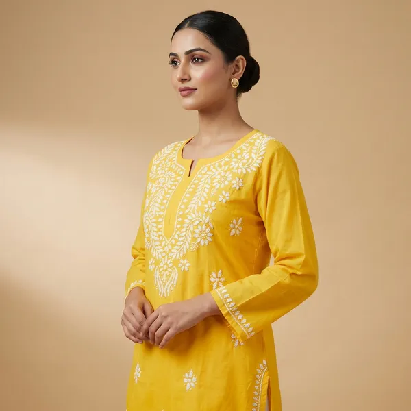 Lemon_Yellow_Mul_Cotton_Chikankari_Top_For_Women