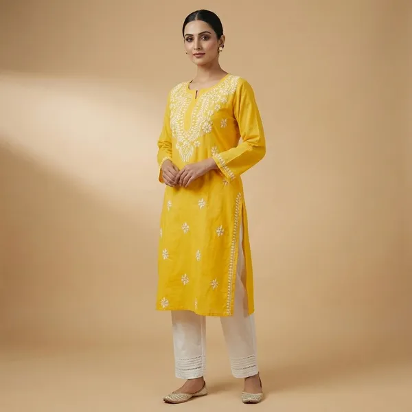 Lemon_Yellow_Mul_Cotton_Chikankari_Top_For_Women