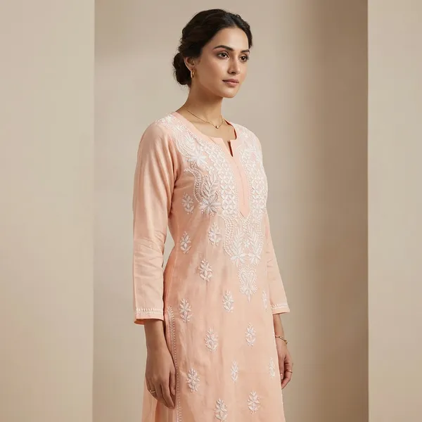 Peach_Mul_Cotton_Chikankari_Top_For_Women