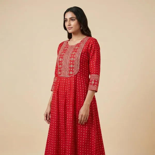 Red_Mul_Cotton_Anarkali_Kurti_For_Women