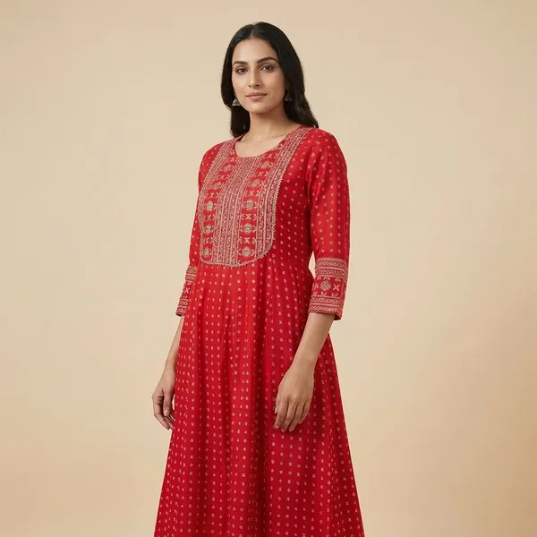Red_Mul_Cotton_Anarkali_Kurti_For_Women