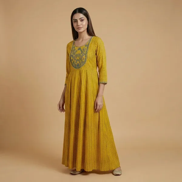 Mustard_Yellow_Mul_Cotton_Long_Kurti_For_Women
