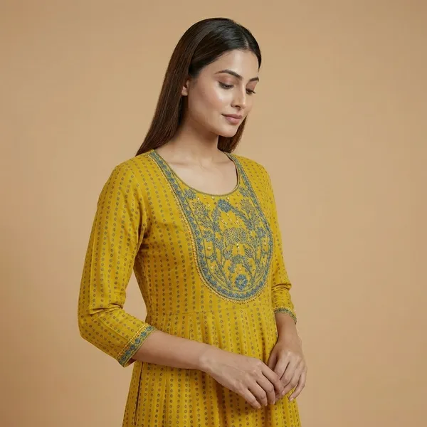 Mustard_Yellow_Mul_Cotton_Long_Kurti_For_Women