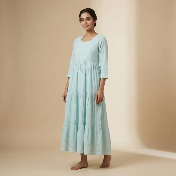 Sea_Foam_Blue_Mul_Cotton_Long_Gown_Kurti_For_Women