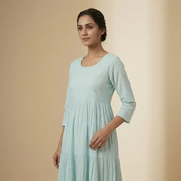 Sea_Foam_Blue_Mul_Cotton_Long_Gown_Kurti_For_Women