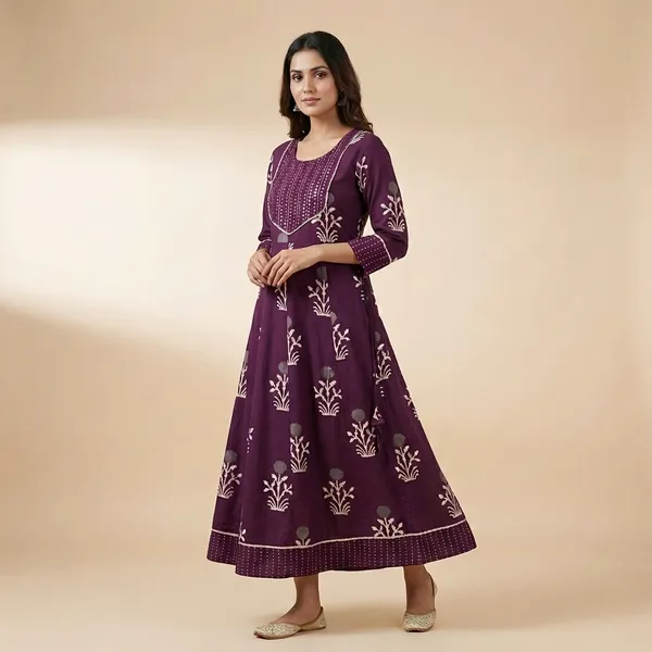 Deep_Purple_Mul_Cotton_Long_Kurti_For_Women