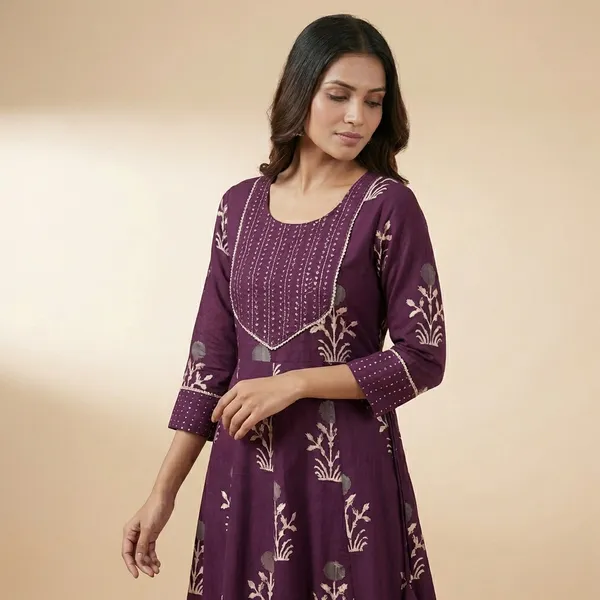 Deep_Purple_Mul_Cotton_Long_Kurti_For_Women