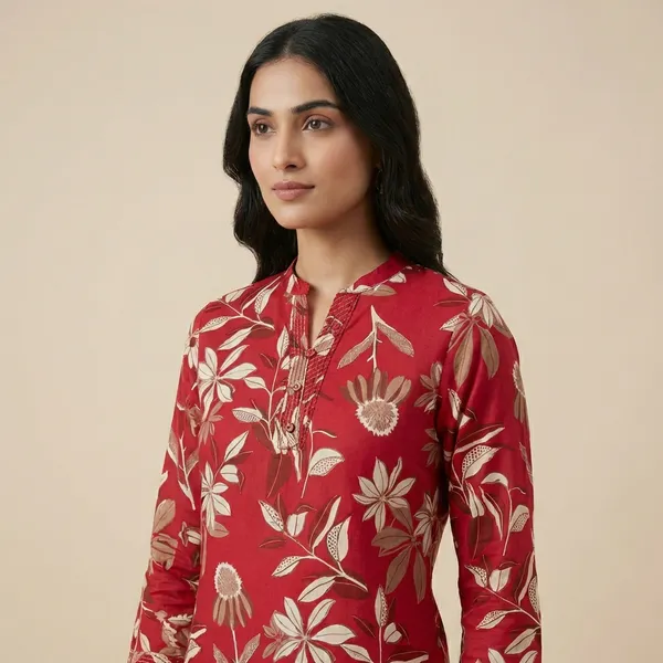 Red_Mul_Cotton_Premium_Geometric_Kurti_For_Women