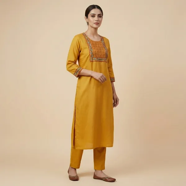 Yellow_Mul_Cotton_Premium_Geometric_Kurti_For_Women