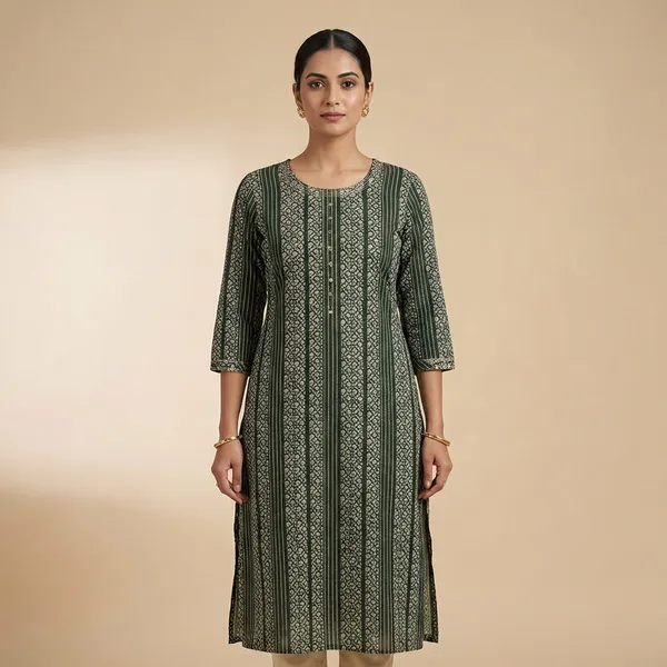Green_Mul_Cotton_Premium_Bandhani_Kurti_For_Women