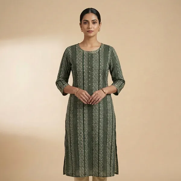 Green_Mul_Cotton_Premium_Bandhani_Kurti_For_Women