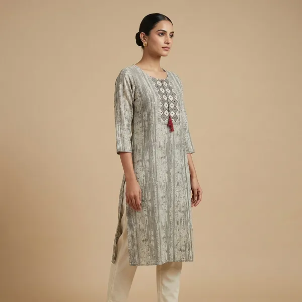 Cream_Mul_Cotton_Premium_Ikat_Kurti_For_Women