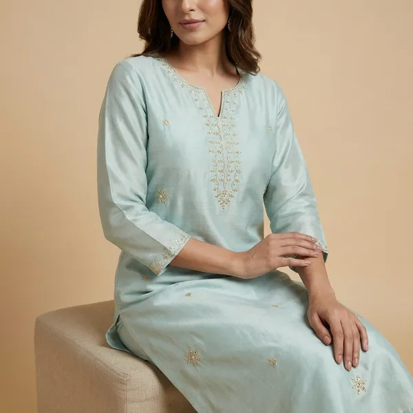 Sea_Green_Mul_Cotton_Premium_Ikat_Kurti_For_Women