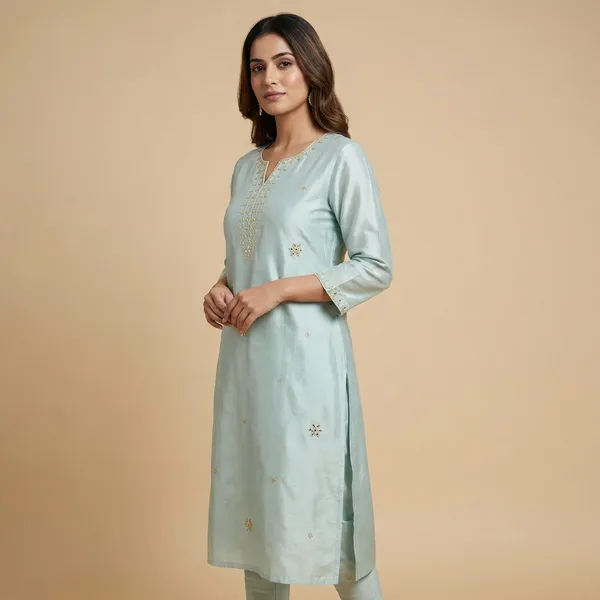 Sea_Green_Mul_Cotton_Premium_Ikat_Kurti_For_Women