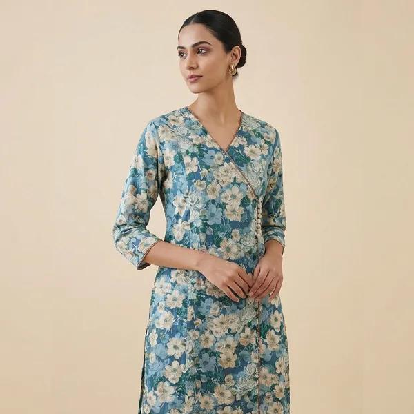 Blue_Mul_Cotton_Premium_Bandhani_Kurti_For_Women