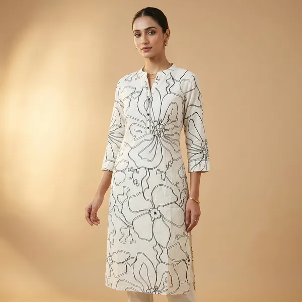 White_Mul_Cotton_Premium_Indigo_Kurti_For_Women
