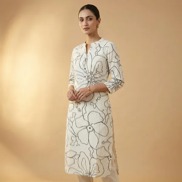White_Mul_Cotton_Premium_Indigo_Kurti_For_Women
