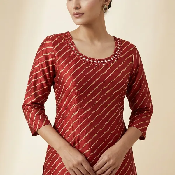 Red_Mul_Cotton_Premium_Geometric_Kurti_For_Women