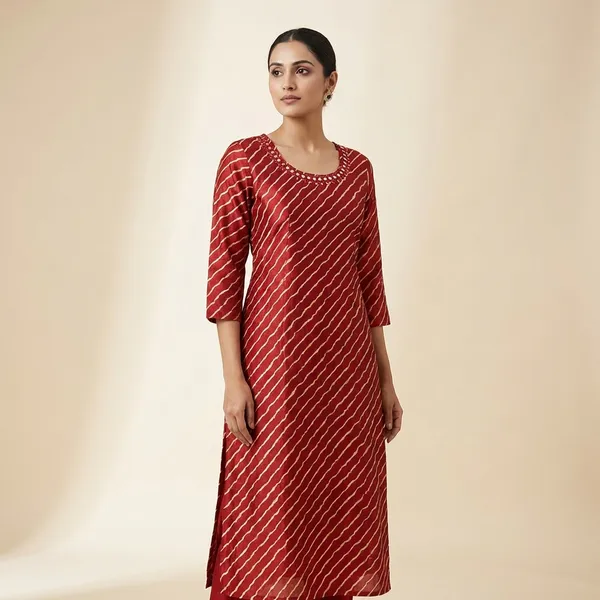 Red_Mul_Cotton_Premium_Geometric_Kurti_For_Women