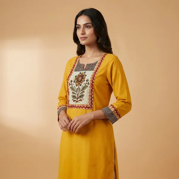 Yellow_Mul_Cotton_Premium_Indigo_Kurti_For_Women