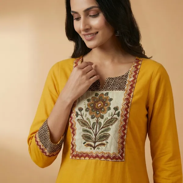 Yellow_Mul_Cotton_Premium_Indigo_Kurti_For_Women
