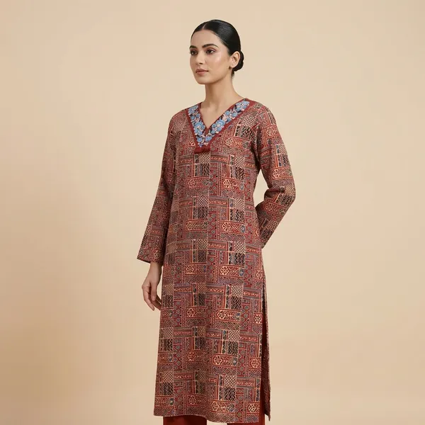 Multicolor__Mul_Cotton_Premium_Embroidered_Kurti_For_Women