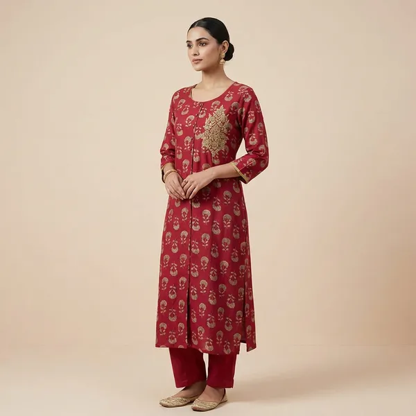 Red_Mul_Cotton_Premium_Bandhani_Kurti_For_Women