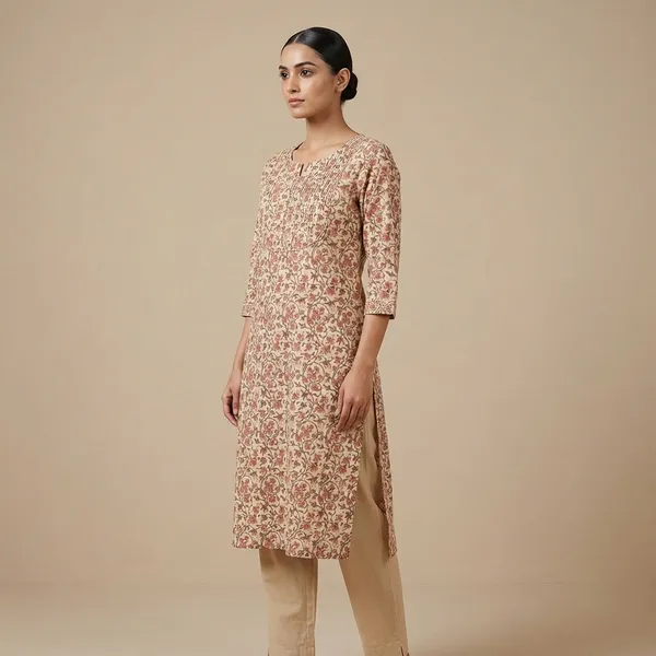 Cream_Mul_Cotton_Premium_Floral_Kurti_For_Women