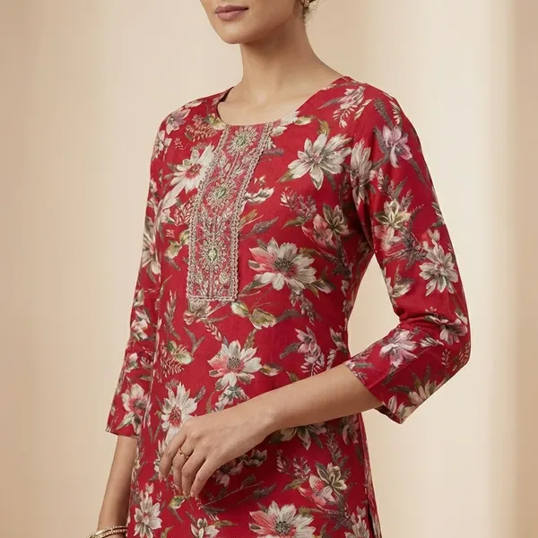 Maroon_Mul_Cotton_Premium_Floral_Kurti_For_Women