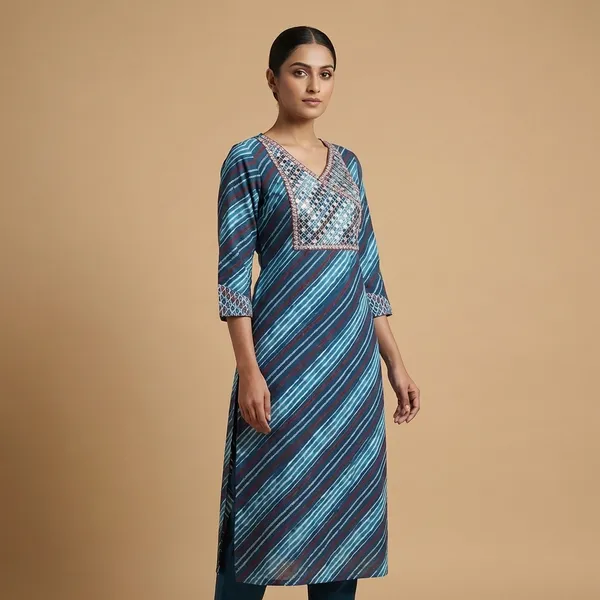 Blue__Mul_Cotton_Premium_Geometric_Kurti_For_Women