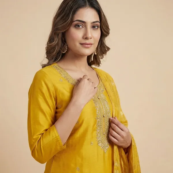 Golden_Yellow_Mulmul_Cotton_3Pc_Suit_Kurta_Set_For_Women