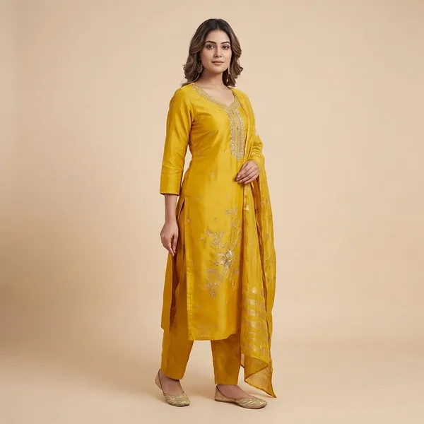 Golden_Yellow_Mulmul_Cotton_3Pc_Suit_Kurta_Set_For_Women