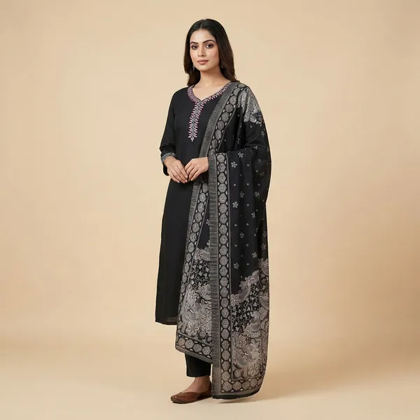 Black_Chanderi_3Pc_Suit_Kurta_Set_For_Women