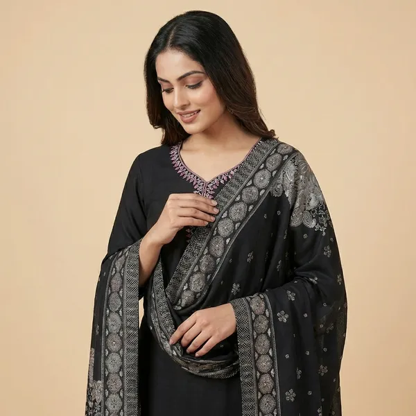 Black_Chanderi_3Pc_Suit_Kurta_Set_For_Women