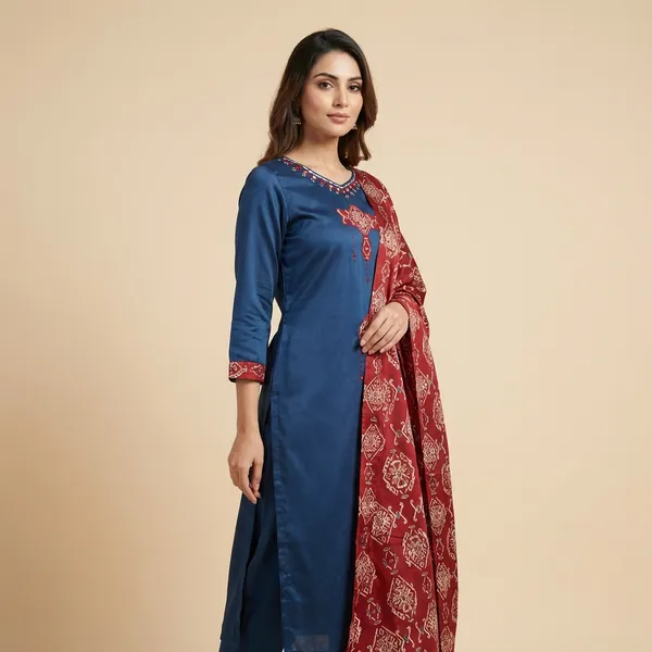 Navy_Blue_Gaji_3Pc_Suit_Kurta_Set_For_Women