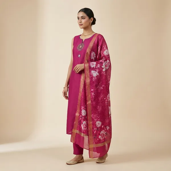 Hot_Pink_Mulmul_Cotton_Ethnic_3Pc_Suit_Salwar_Kameez_Set_For_Women