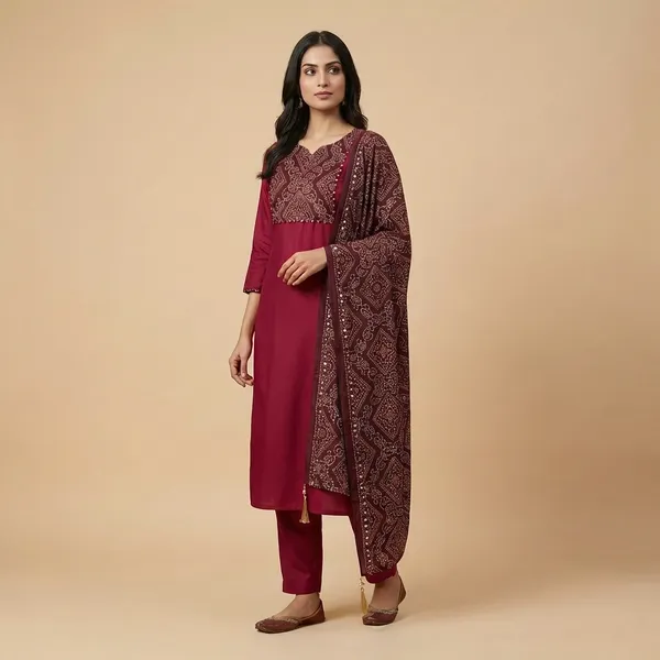 Magenta_And_Wine_Gaji_Ethnic_3Pc_Suit_Salwar_Kameez_Set_For_Women