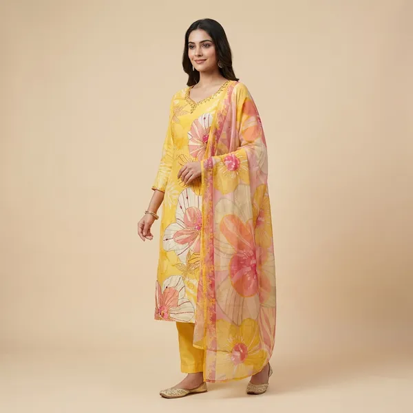 Yellow_Pure_Maslin_And_Glass_Finish_Ethnic_3Pc_Suit_Salwar_Kameez_Set_For_Women