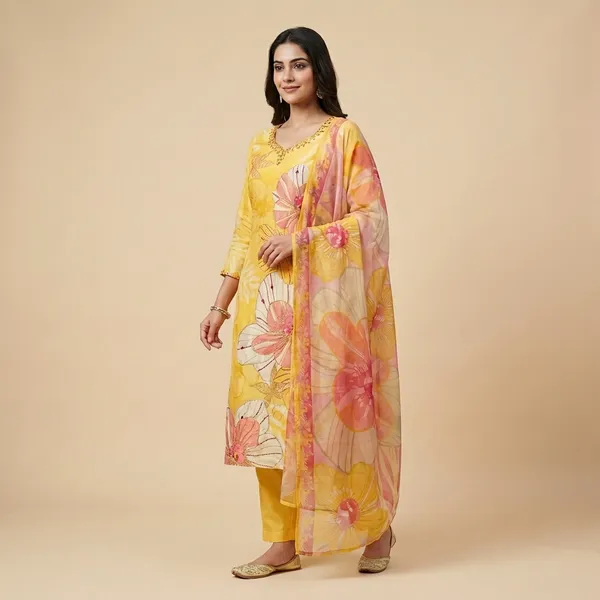Yellow_Pure_Maslin_And_Glass_Finish_Ethnic_3Pc_Suit_Salwar_Kameez_Set_For_Women