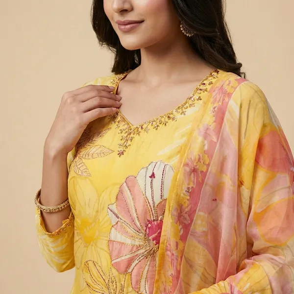 Yellow_Pure_Maslin_And_Glass_Finish_Ethnic_3Pc_Suit_Salwar_Kameez_Set_For_Women