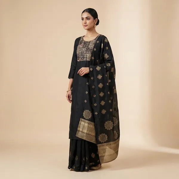 Black_Gaji_Silk_3Pc_Suit_Salwar_Suit_Set_For_Women