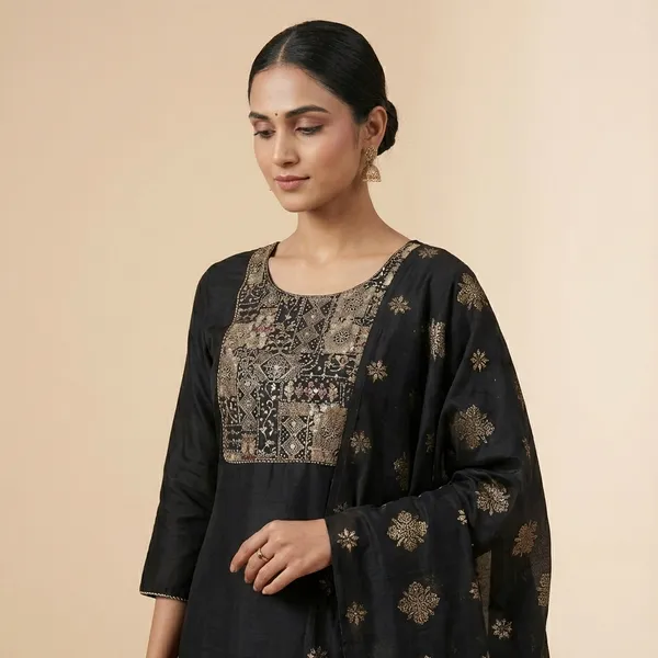 Black_Gaji_Silk_3Pc_Suit_Salwar_Suit_Set_For_Women
