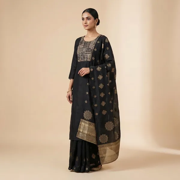 Black_Gaji_Silk_3Pc_Suit_Salwar_Suit_Set_For_Women