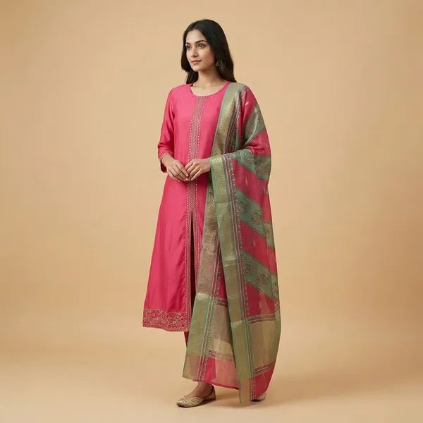 Magenta_Chanderi_3Pc_Suit_Salwar_Suit_Set_For_Women