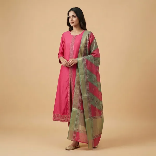 Magenta_Chanderi_3Pc_Suit_Salwar_Suit_Set_For_Women