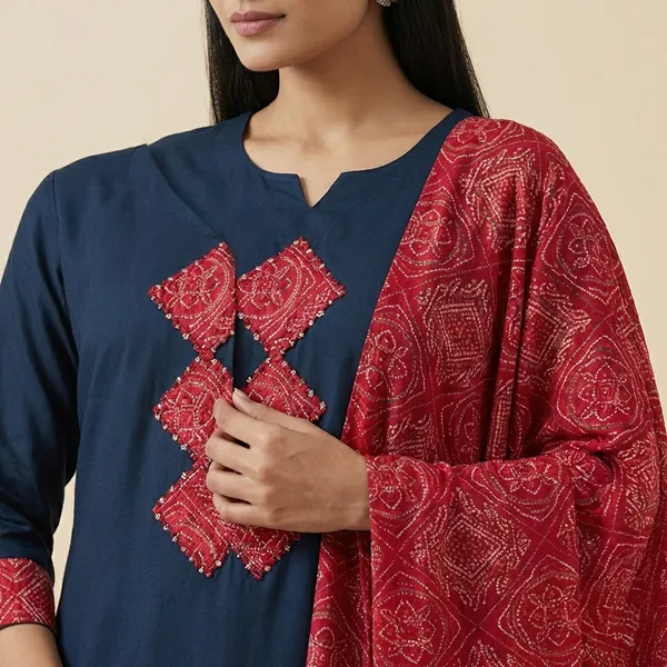 Navy_Blue_Mulmul_Cotton_3Pc_Suit_Salwar_Suit_Set_For_Women